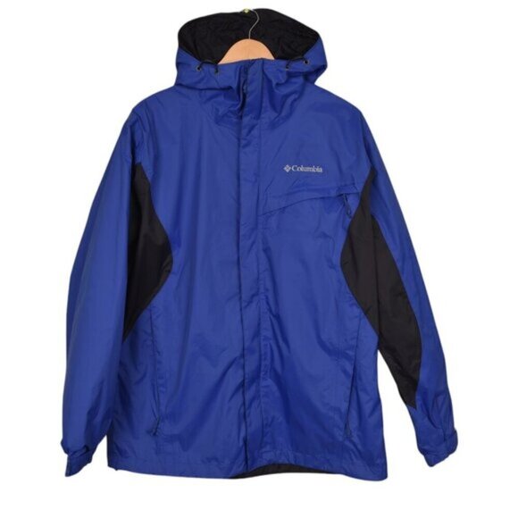 Columbia Watertight Jacket Waterproof Packable Rain Shell Blue Black Size Medium - Picture 1 of 10